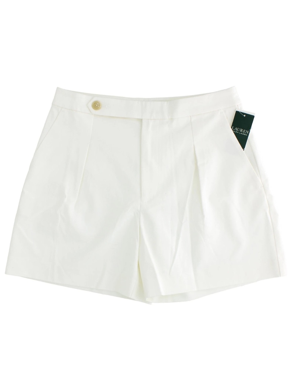 Ralph Lauren White Pleated High-Rise Women's Shorts